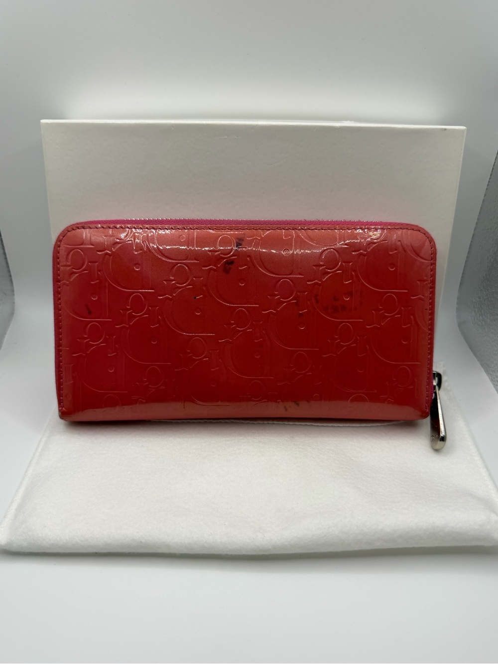 Christian Dior Diorissimo Patent Leather Zippy Wallet